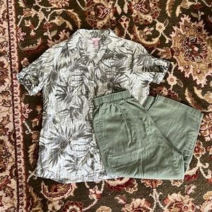 Button up and Capri pants set